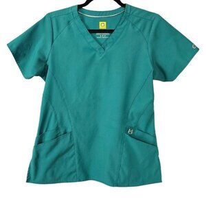 WonderWink W123 Stylized V-Neck Scrub Top Green